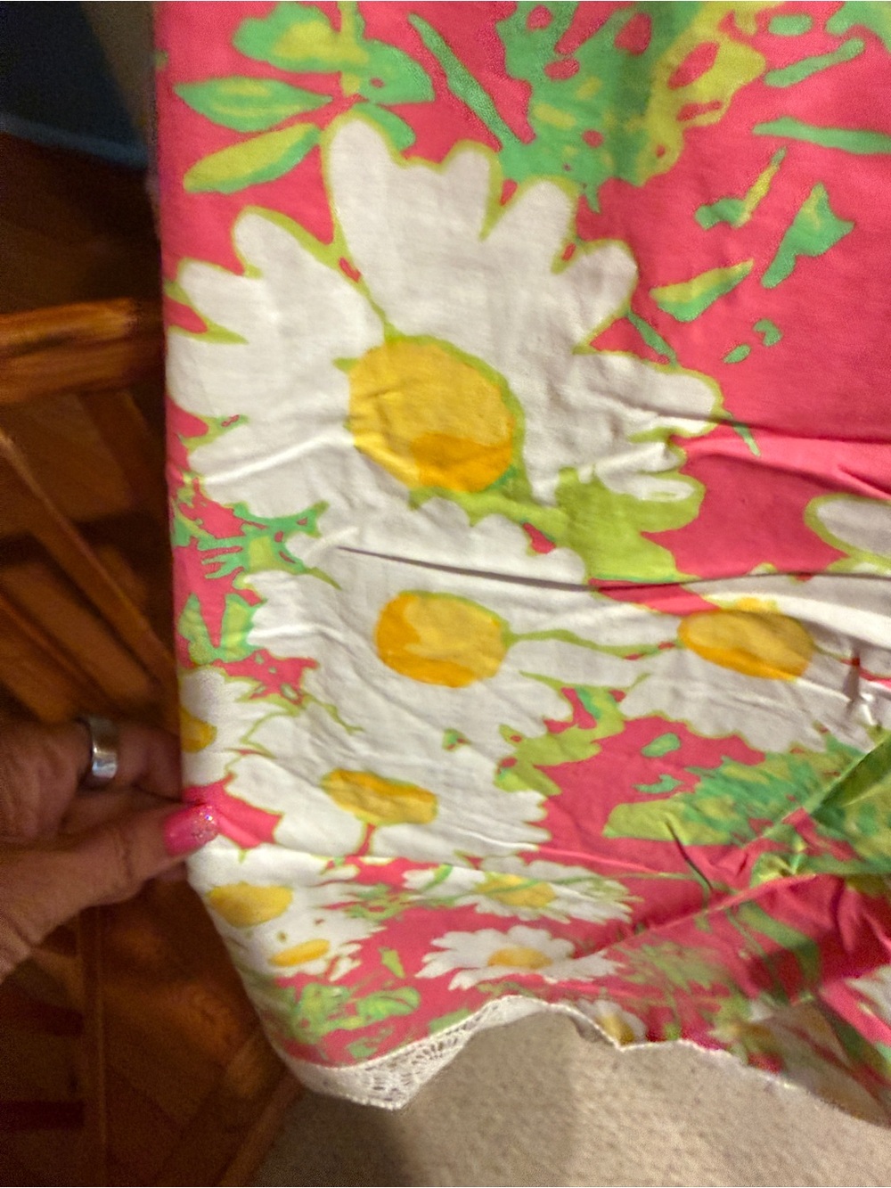 Lilly Pulitzer Pink & White Lace-Trim Top - Picture 2 of 4